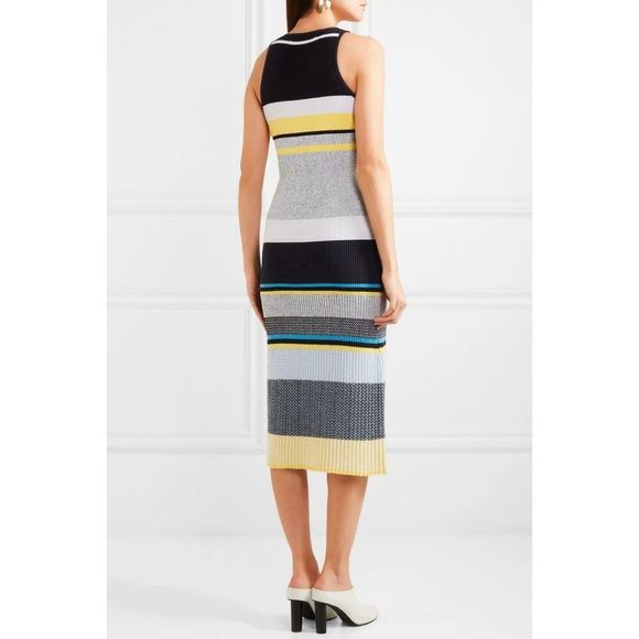 Victoria Beckham Stripe Ribbed Knit Midi Dress 6 - Picture 2 of 6